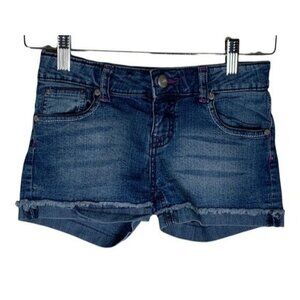 Lee Girls Denim Cut Off Shorts Size 12 Adjustable Waist Dark Wash